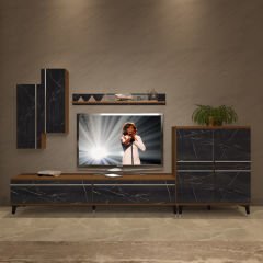Decoraktiv Eko 6 Mdf Std Silver Tv Ünitesi Tv Sehpası Ceviz - Siyah Mermer