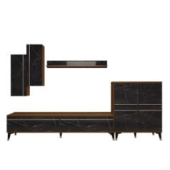 Decoraktiv Eko 6 Mdf Std Silver Tv Ünitesi Tv Sehpası Ceviz - Siyah Mermer