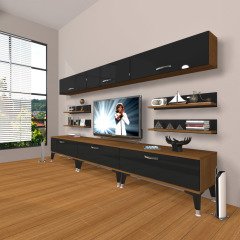 Decoraktiv Eko 8Y Slm Silver Tv Ünitesi Tv Sehpası Ceviz - Siyah