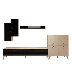 Decoraktiv Eko 6 Mdf Std Gold Tv Ünitesi Tv Sehpası Beyaz - Siyah