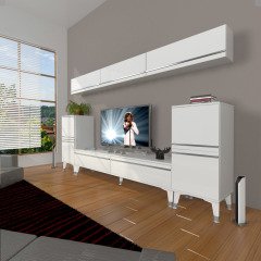 Decoraktiv Eko 9 Mdf Std Silver Tv Ünitesi Tv Sehpası Parlak Beyaz