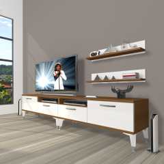 Decoraktiv Eko 200r Slm Silver Tv Ünitesi Tv Sehpası Ceviz - Beyaz