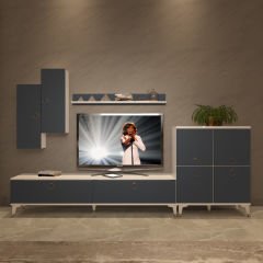 Decoraktiv Eko 6 Mdf Std Gold Tv Ünitesi Tv Sehpası Beyaz - Antrasit