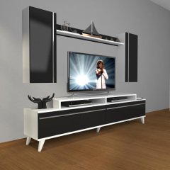 Decoraktiv Ekoflex 7 Mdf Retro Tv Ünitesi Tv Sehpası Beyaz - Siyah