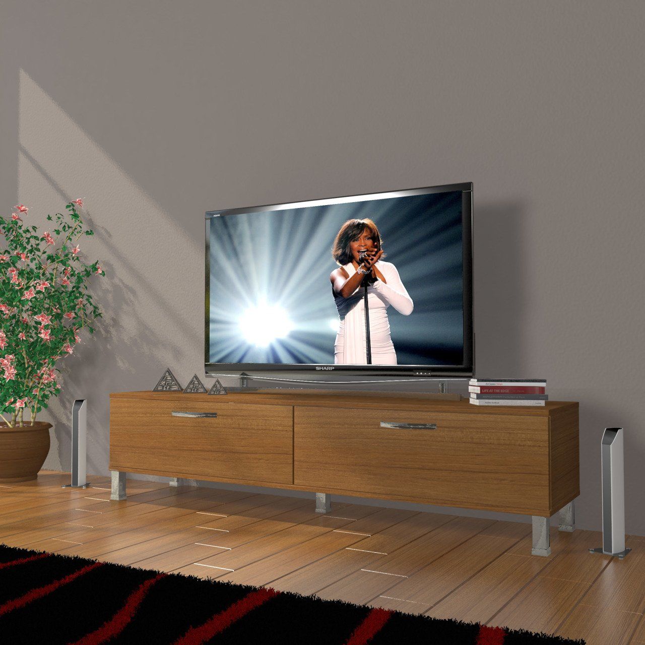 Decoraktiv Eko 140 Mdf Std Krom Ayaklı Tv Ünitesi Tv Sehpası Ceviz