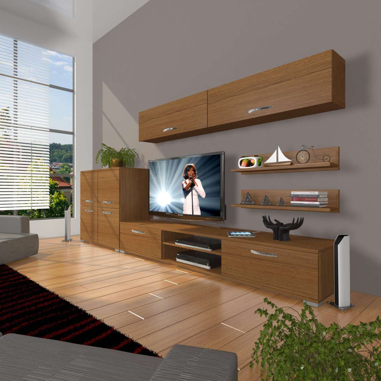 Decoraktiv Eko 6Y Slm Dvd Tv Ünitesi Tv Sehpası Ceviz