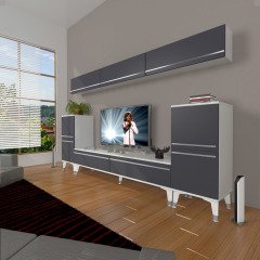 Decoraktiv Eko 9 Mdf Std Silver Tv Ünitesi Tv Sehpası Beyaz - Antrasit