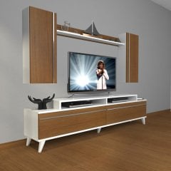 Decoraktiv Ekoflex 7 Mdf Retro Tv Ünitesi Tv Sehpası Beyaz - Ceviz