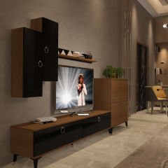 Decoraktiv Eko 6 Mdf Std Gold Tv Ünitesi Tv Sehpası Ceviz - Siyah