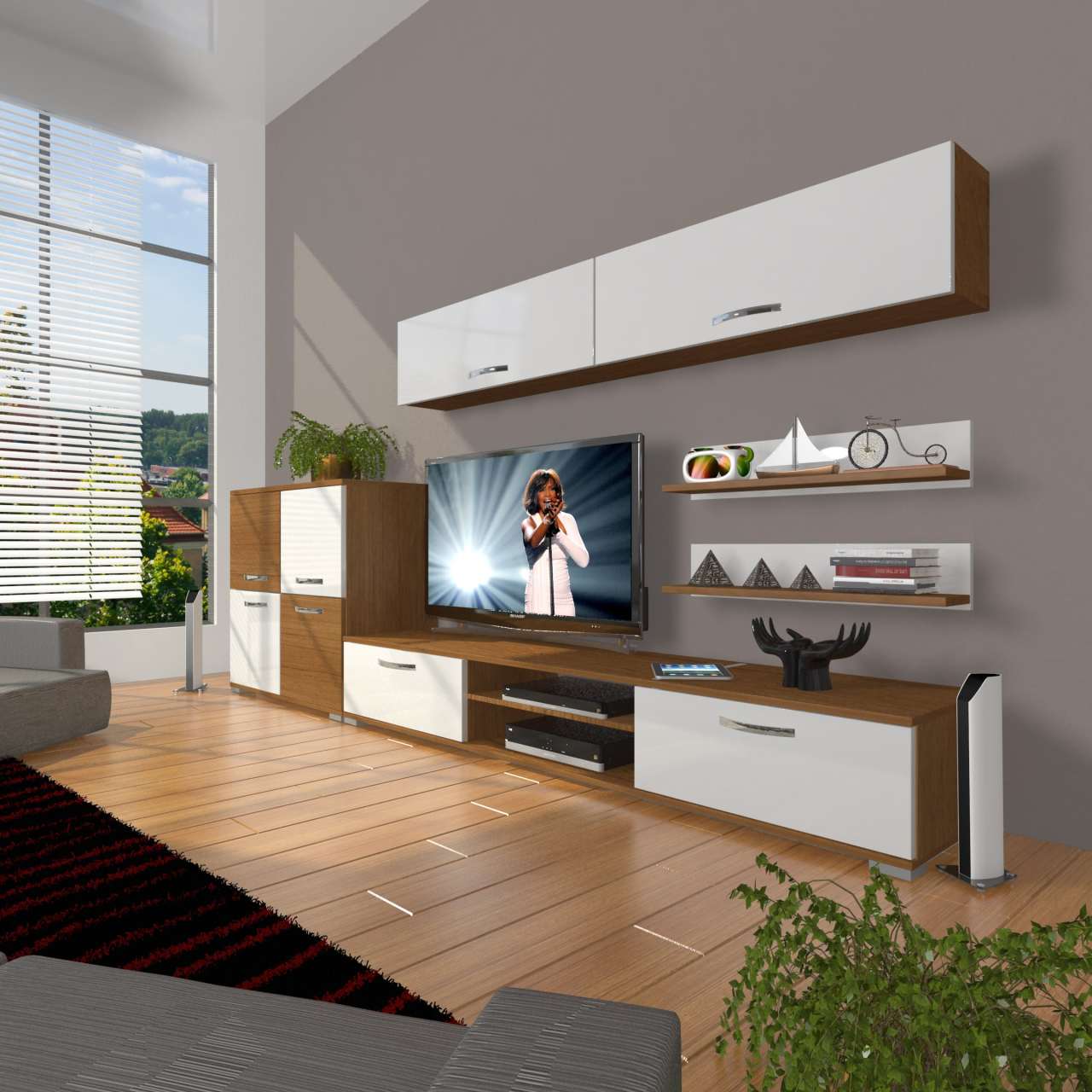 Decoraktiv Eko 6Y Slm Dvd Tv Ünitesi Tv Sehpası Ceviz - Beyaz