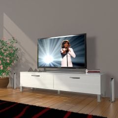 Decoraktiv Eko 140 Mdf Std Krom Ayaklı Tv Ünitesi Tv Sehpası Ceviz - Beyaz