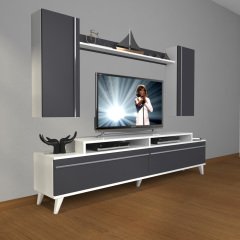 Decoraktiv Ekoflex 7 Mdf Retro Tv Ünitesi Tv Sehpası Beyaz - Antrasit