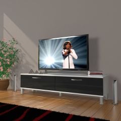 Decoraktiv Eko 140 Mdf Std Krom Ayaklı Tv Ünitesi Tv Sehpası Ceviz - Beyaz