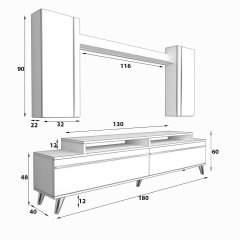 Decoraktiv Ekoflex 7 Mdf Retro Tv Ünitesi Tv Sehpası Ceviz - Beyaz