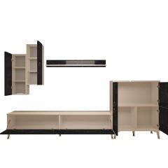 Decoraktiv Eko 6 Mdf Std Gold Tv Ünitesi Tv Sehpası Beyaz - Siyah Mermer