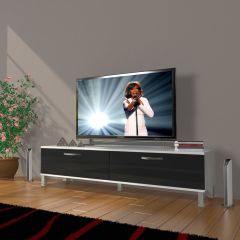 Decoraktiv Eko 140 Mdf Std Krom Ayaklı Tv Ünitesi Tv Sehpası Ceviz - Siyah