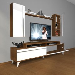 Decoraktiv Ekoflex 7 Mdf Retro Tv Ünitesi Tv Sehpası Ceviz - Beyaz