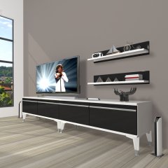 Decoraktiv Eko 200T Mdf Silver Tv Ünitesi Tv Sehpası Beyaz - Siyah