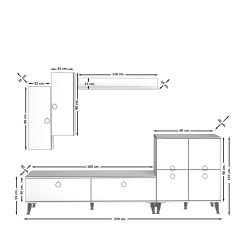 Decoraktiv Eko 6 Mdf Std Gold Tv Ünitesi Tv Sehpası Pera - Siyah Mermer