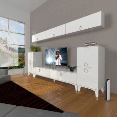 Decoraktiv Eko 9 Mdf Std Gold Tv Ünitesi Tv Sehpası Parlak Beyaz