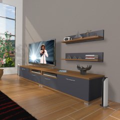 Decoraktiv Eko 220r Mdf Tv Ünitesi Tv Sehpası Ceviz - Antrasit