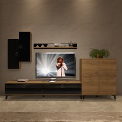 Decoraktiv Eko 6 Mdf Std Gold Tv Ünitesi Tv Sehpası Pera - Siyah