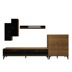 Decoraktiv Eko 6 Mdf Std Gold Tv Ünitesi Tv Sehpası Pera - Siyah