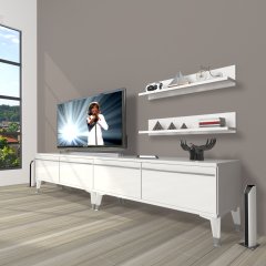 Decoraktiv Eko 200T Mdf Silver Tv Ünitesi Tv Sehpası Parlak Beyaz