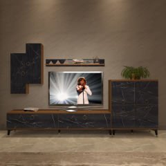 Decoraktiv Eko 6 Mdf Std Gold Tv Ünitesi Tv Sehpası Ceviz - Siyah Mermer