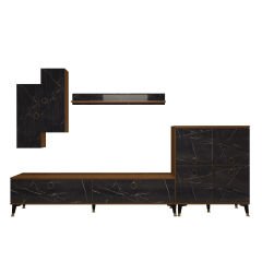 Decoraktiv Eko 6 Mdf Std Gold Tv Ünitesi Tv Sehpası Ceviz - Siyah Mermer