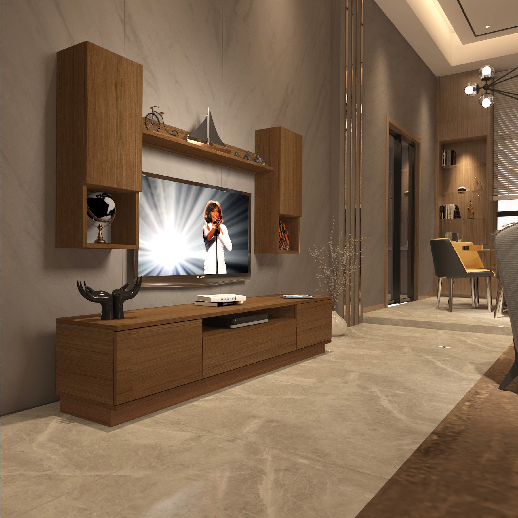 Decoraktiv Trendstyle 5DAS Mdf Tv Ünitesi Tv Sehpası Ceviz