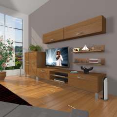 Decoraktiv Eko 6Y Slm Dvd Krom Ayaklı Tv Ünitesi Tv Sehpası Ceviz