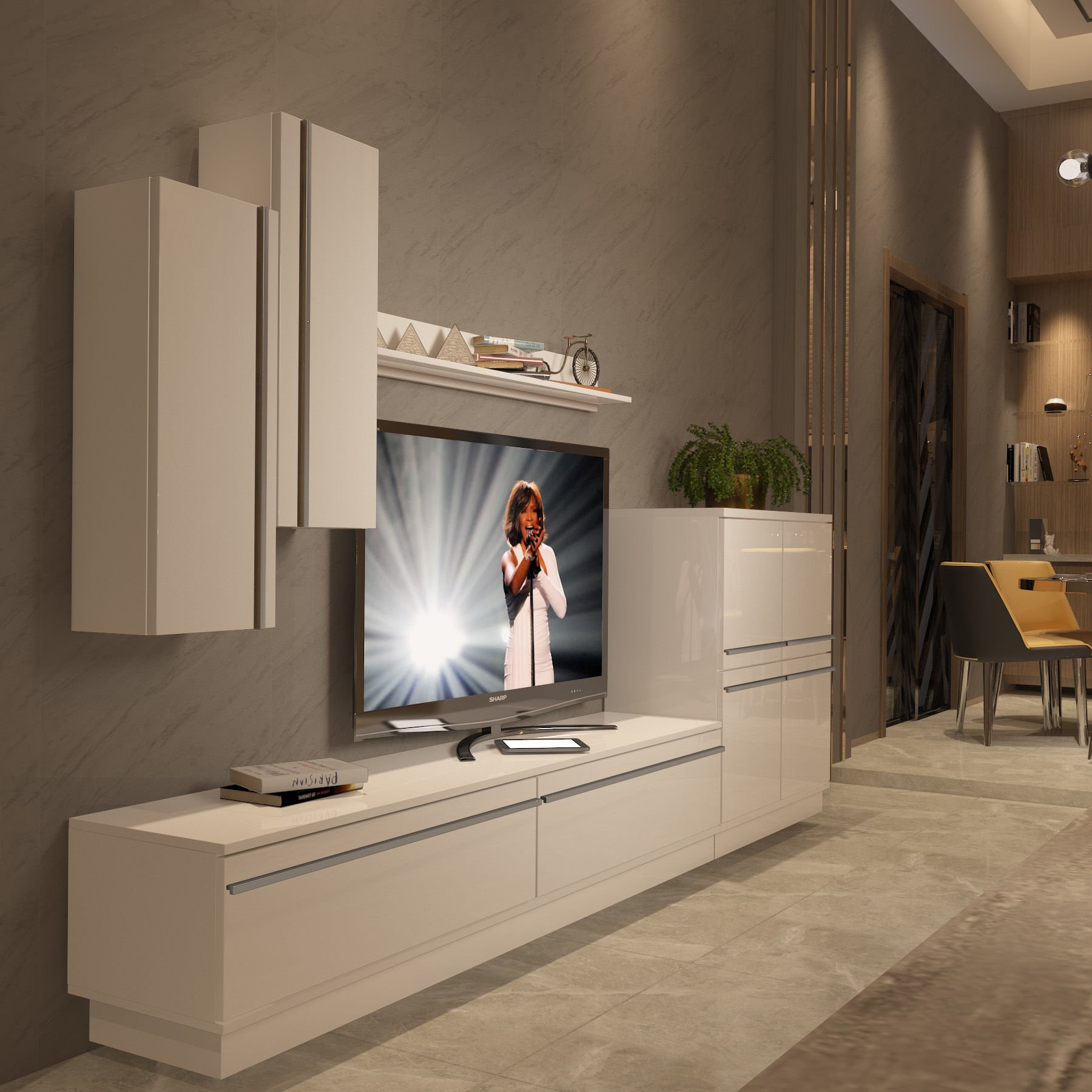 Decoraktiv Eko 6B Mdf Std Tv Ünitesi Tv Sehpası Parlak Beyaz