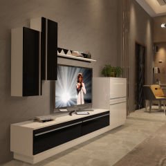 Decoraktiv Eko 6B Mdf Std Tv Ünitesi Tv Sehpası Beyaz - Siyah