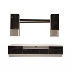Decoraktiv Trendstyle 5DAS Mdf Tv Ünitesi Tv Sehpası Beyaz - Siyah Mermer