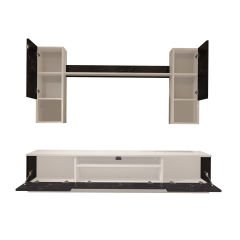 Decoraktiv Trendstyle 5DAS Mdf Tv Ünitesi Tv Sehpası Beyaz - Siyah Mermer