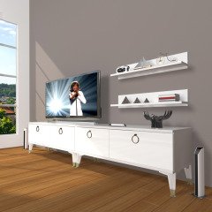 Decoraktiv Eko 200T Mdf Gold Tv Ünitesi Tv Sehpası Parlak Beyaz