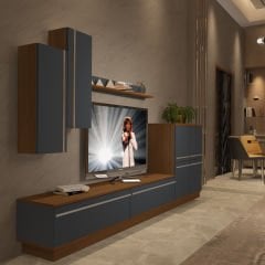 Decoraktiv Eko 6B Mdf Std Tv Ünitesi Tv Sehpası Ceviz - Antrasit