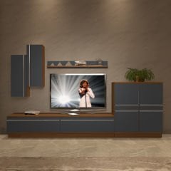 Decoraktiv Eko 6B Mdf Std Tv Ünitesi Tv Sehpası Ceviz - Antrasit