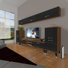 Decoraktiv Eko 9 Mdf Dvd Silver Tv Ünitesi Tv Sehpası Ceviz - Siyah