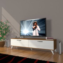 Decoraktiv Eko 140 Mdf Std Retro Tv Ünitesi Tv Sehpası Ceviz - Beyaz