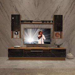 Decoraktiv Trendstyle 5DAS Mdf Tv Ünitesi Tv Sehpası Ceviz - Siyah Mermer