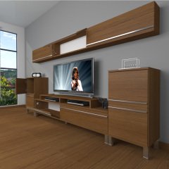 Decoraktiv Ekoflex 9 Mdf Krom Ayaklı Tv Ünitesi Tv Sehpası Ceviz