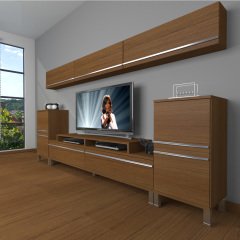 Decoraktiv Ekoflex 9 Mdf Krom Ayaklı Tv Ünitesi Tv Sehpası Ceviz