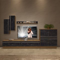 Decoraktiv Eko 6B Mdf Std Tv Ünitesi Tv Sehpası Pera - Siyah Mermer