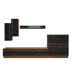 Decoraktiv Eko 6B Mdf Std Tv Ünitesi Tv Sehpası Pera - Siyah Mermer