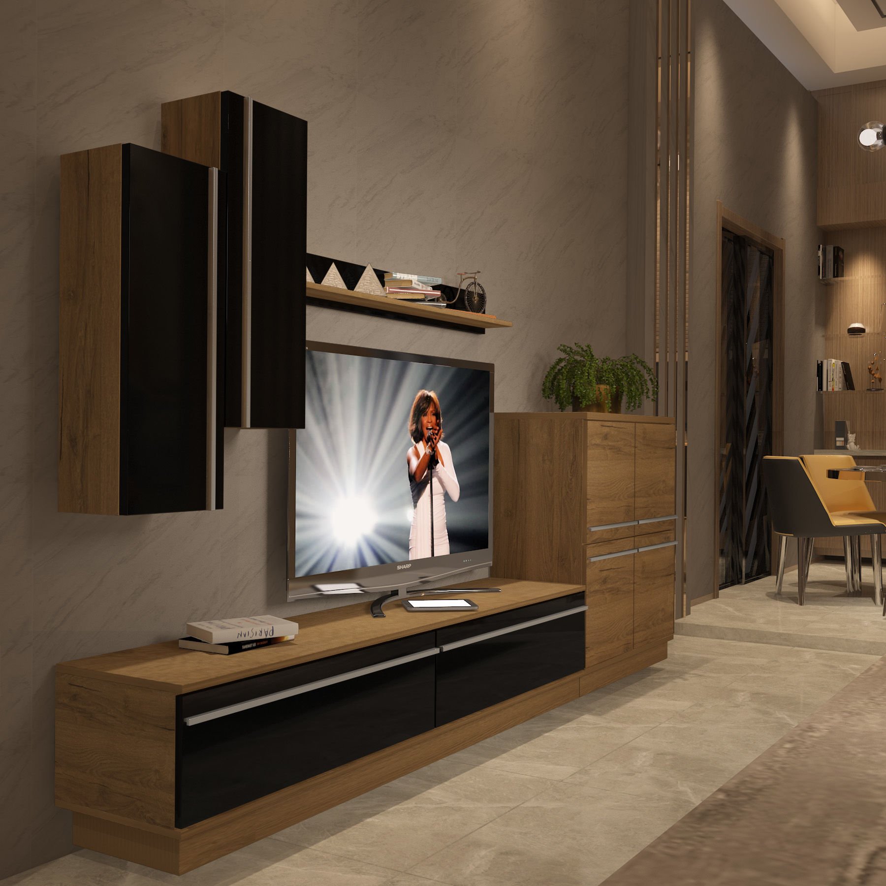 Decoraktiv Eko 6B Mdf Std Tv Ünitesi Tv Sehpası Pera - Siyah