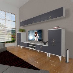 Decoraktiv Eko 9 Mdf Dvd Gold Tv Ünitesi Tv Sehpası Beyaz - Antrasit