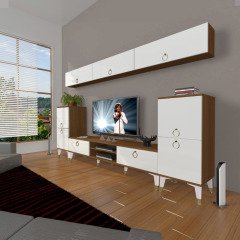 Decoraktiv Eko 9 Mdf Dvd Gold Tv Ünitesi Tv Sehpası Ceviz - Beyaz