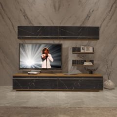Decoraktiv Eko 5 Mdf Std Tv Ünitesi Tv Sehpası Pera - Siyah Mermer